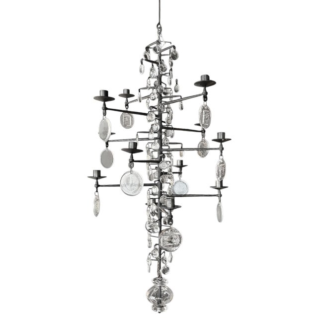 Mid-Century Modern Eleven Arm Chandelier by Erik Höglund for Boda Glasbruk, Sweden For Sale - Image 3 of 17