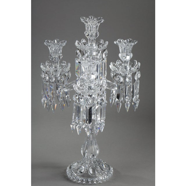 Glass Baccarat Crystal Girandoles with Four Light Arms, 1900s, Set of 2 For Sale - Image 7 of 18