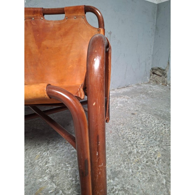 Vintage Safari Chairs in Leather and Bamboo by Tito Agnoli, 1970, Set of 2 For Sale - Image 6 of 18