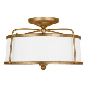 Chapman & Myers By Visual Comfort Studio Stonington 2-Light Medium Semi-Flush Mount in Antique Gild