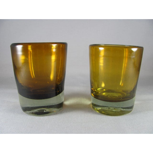 Handblown Citrine Amber Lowball Glass Tumblers - Set of 8 For Sale - Image 4 of 7