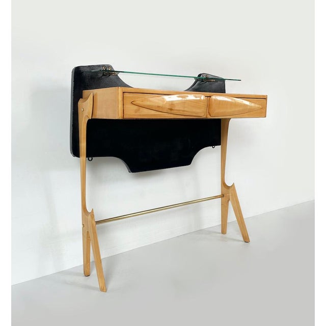 Vintage Brass and Wood Console, 1950s For Sale - Image 16 of 16