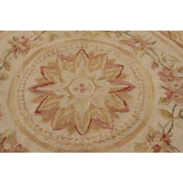 Rug & Kilim Rug & Kilim’s Aubusson Style Flat Weave in Beige, Cream Medallion Floral Pattern For Sale - Image 4 of 8