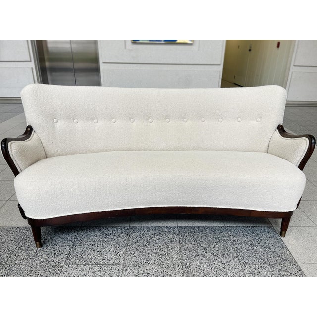 1940s Danish Modern Sofa by Alfred Christensen in Ivory Bouclé For Sale - Image 9 of 18