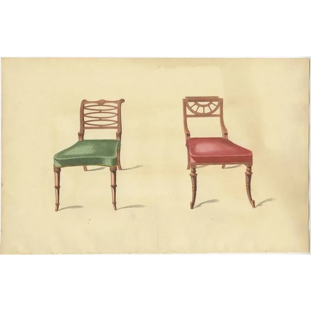 Sheraton, Illustrations of Various Chairs, 1805, Prints, Set of 5 For Sale - Image 4 of 10