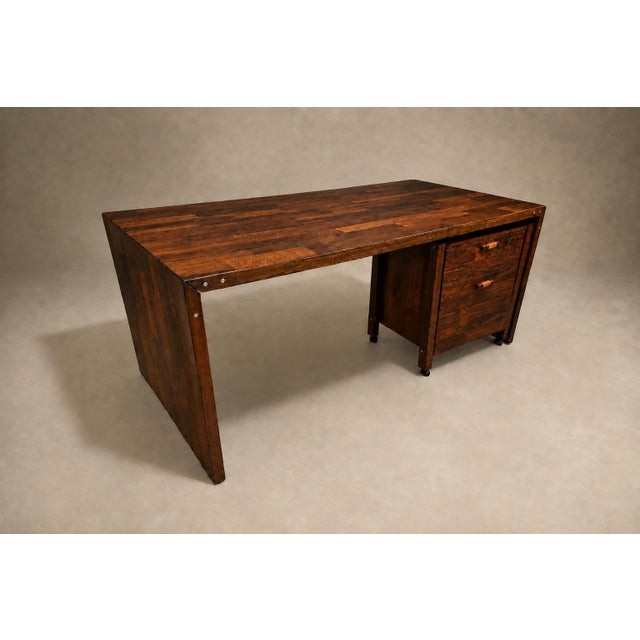 1960s Jorge Zalszupin Foldable Patchwork Rosewood Desk & File Cabinet by L’Atelier, 1960s For Sale - Image 5 of 18