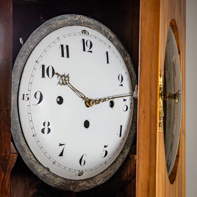 Large Biedermeier Longcase Clock in Cherrywood, Germany, 1820 For Sale - Image 5 of 11