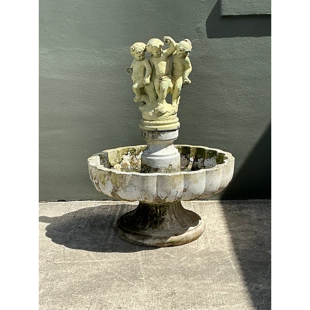 Vintage Regency Cast Concrete Distressed Fountain For Sale - Image 10 of 12