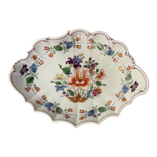 1980s Richard Ginori Doccia Scalloped Porcelain Bowl Met Museum Revival Floral Pattern For Sale