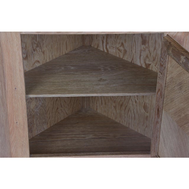 Corner Cabinet in Acid-Treated Oak and Glass Door, 1970s For Sale - Image 3 of 7