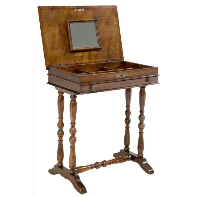 Antique Italian Floral Marquetry Inlaid Sewing Stand Work Table For Sale In Dallas - Image 6 of 9