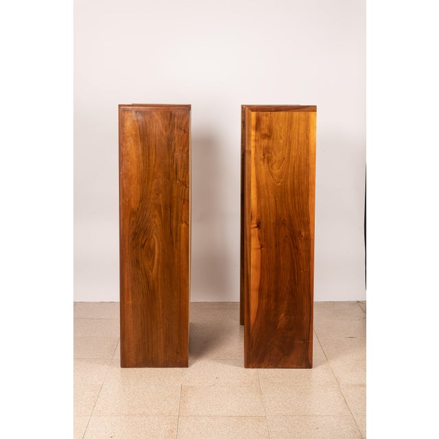 Tall Italian Sideboards in Walnut Veneer, 1980, Set of 2 For Sale - Image 15 of 16