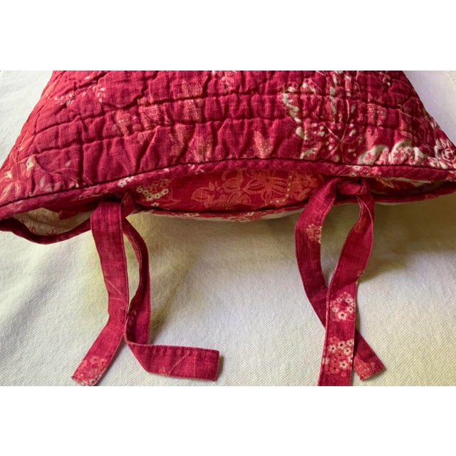 1980s Vintage French Turkey Red Cotton Pillow Sham, Hand & Machine Stitched, Reversible Envelope Closure, Paris Flea Market Find For Sale - Image 5 of 11