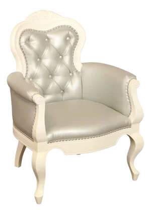 French Rococo Style White Lacquered Tufted Armchair