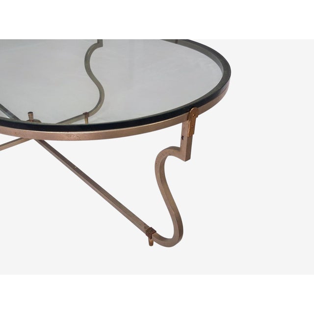 Metal Tommi Parzinger, Unique Coffee Table, Brushed Steel, Glass, Usa, 1950s For Sale - Image 7 of 12