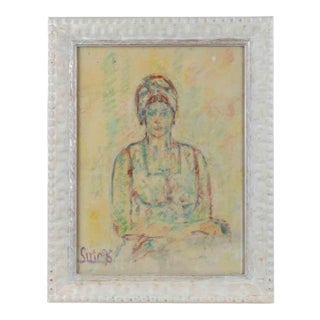 Sirio Pellegrini, Portrait, Pastel & Watercolor, 1975 For Sale