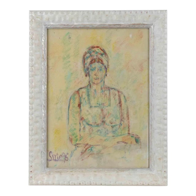 Sirio Pellegrini, Portrait, Pastel & Watercolor, 1975 For Sale