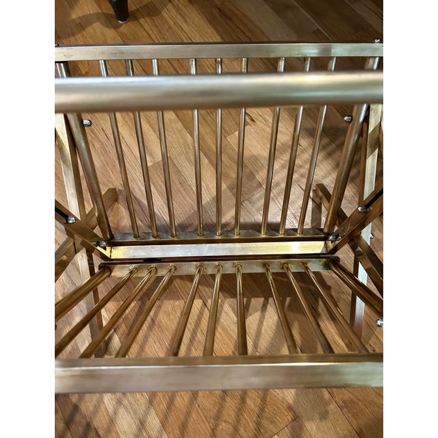 Mid Century Folding Solid Brass Hollywood Regency Magazine Rack For Sale - Image 9 of 10