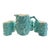 Vintage MCM Ceramic Serving Pitcher and Drinks Glasses, Celadon Fruit Relief Pattern For Sale