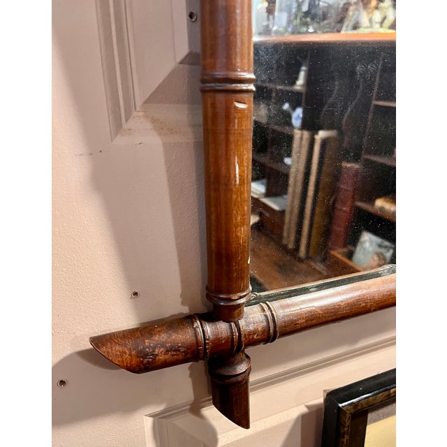 1930s Framed Antique Faux Bamboo Mirror For Sale - Image 11 of 12