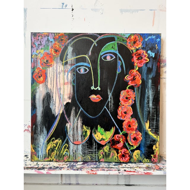 "I Wore Flowers" is a mixed media, bright abstract portrait painting by Hudson Valley artist Monica Shulman. For this...