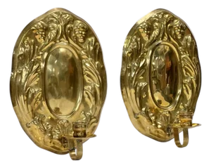 Large Brass Wall Sconces by Gusum, 1980s, Set of 2