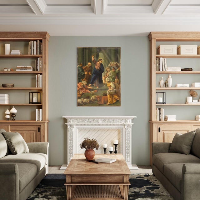 Italian Artist, Expulsion of Merchants from the Temple, 1860, Oil on Copper For Sale - Image 3 of 16