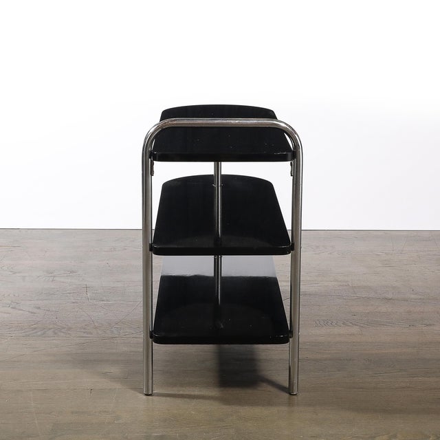 Art Deco Three-Tier Bullet Form Side Table, Model No 806 by Wolfgang Hoffman For Sale - Image 10 of 15