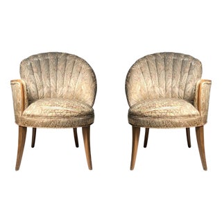 Hollywood Regency Art Deco Grosfeld House Fan / Shell Chairs For Sale