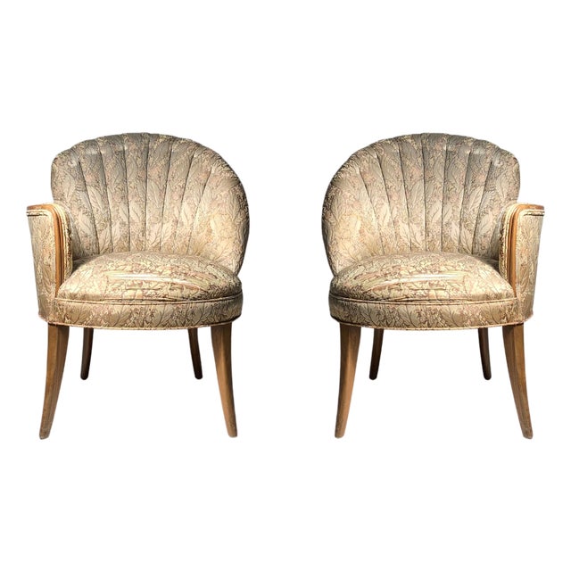 Hollywood Regency Art Deco Grosfeld House Fan / Shell Chairs For Sale