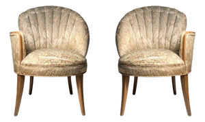 Hollywood Regency Art Deco Grosfeld House Fan / Shell Chairs