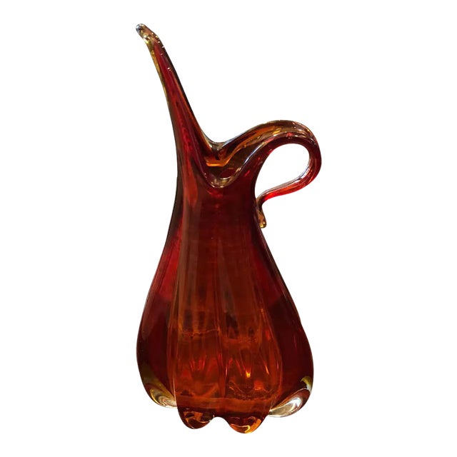 1960s Italian Mid-Century Modern Sommerso Red Murano Glass Vase For Sale