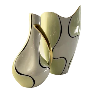 1950s Hertel Jacob Porcelain Bavaria Germany Modernist Vases- a Pair