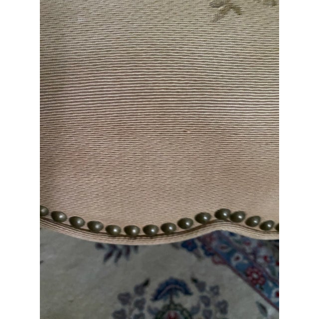 Textile Vintage Louis XV Style Early 1900’s Open Arm Chair With Nailhead Trim For Sale - Image 7 of 10