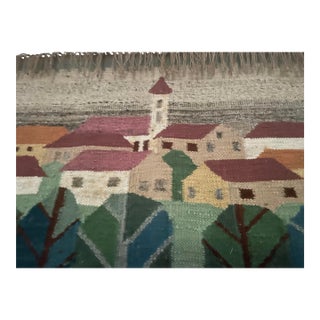 Vintage Polish Handwoven Wool Tapestry or Kilim Made in Bobowa, Poland For Sale
