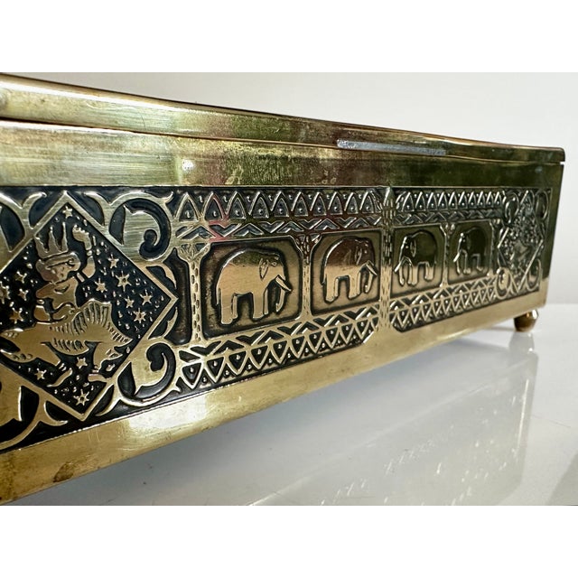 Brass Jewelry Box with Cedar Wood and Asian Motifs, Germany, 1950s For Sale - Image 12 of 18