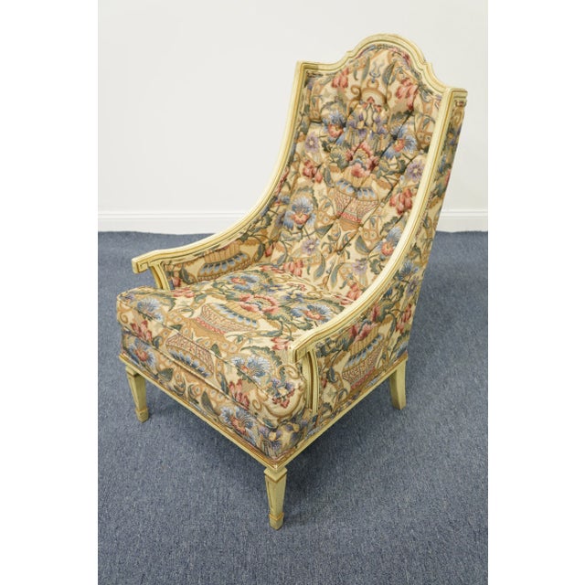 STATESVILLE CHAIR Co. Italian Provincial Tufted Upholstered Accent Arm Chair 44" High 26.75" Wide 32.5" Deep Seat: 18"...