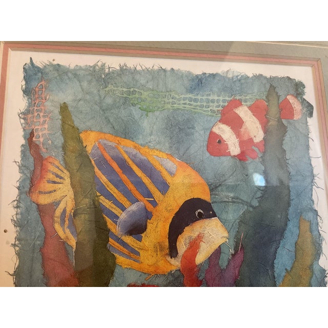 Late 20th Century Late 20th Century Framed Tropical Fish Watercolor Art Signed by Artist For Sale - Image 5 of 6