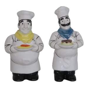 Epoch Ceramic Chef Figurine Salt and Pepper Shakers