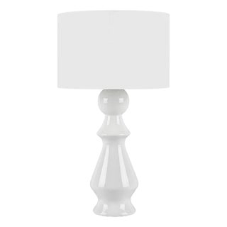 Matthew Izzo Home Colette White Ceramic Table Lamp With White Linen Drum Shade For Sale