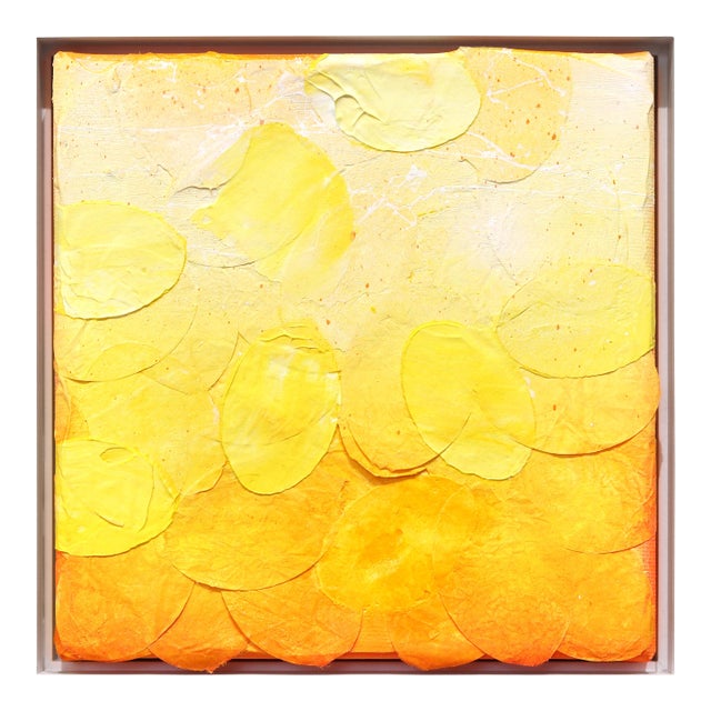 Sunrise II - Vibrant Yellow Tone Textured Abstract Original Artwork by Frederic Paul For Sale