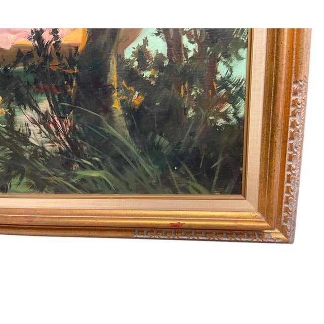 1930s Antique Painting: A Serene Afternoon on the Water For Sale - Image 5 of 12