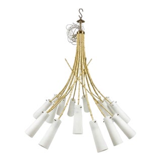 Monumental Mid-Century Modern Regency Style Faux Bamboo Tole 12 Arm Chandelier For Sale