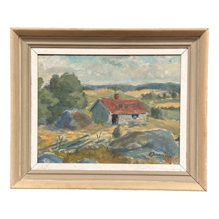 E. Johansson, Landscape, 1950s, Oil on Board, Framed For Sale