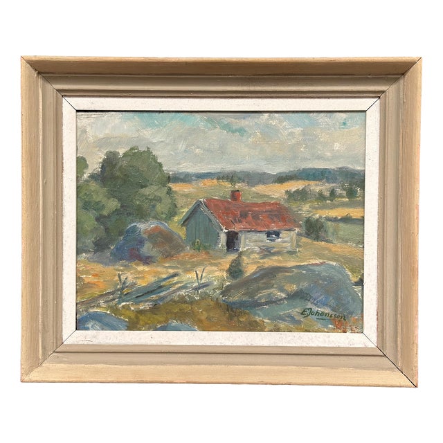 E. Johansson, Landscape, 1950s, Oil on Board, Framed For Sale