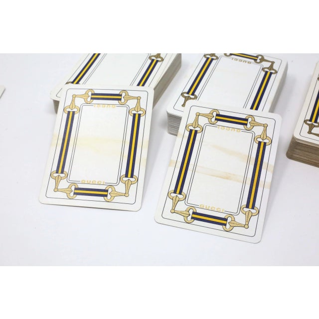 Paper Vintage Gucci Horse Bridle Game Cards, Set of 3 Decks (Navy & Gold, Cards Only) For Sale - Image 7 of 9
