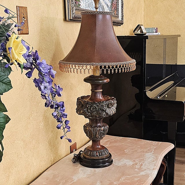 Antique Frederick Cooper Ornate Hollywood Regency Table Lamp With Fringe Shade For Sale - Image 18 of 18