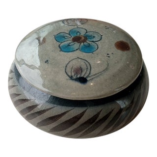 1980s Exquisite Tonala Mexican Folk Art Round Trinket Box For Sale