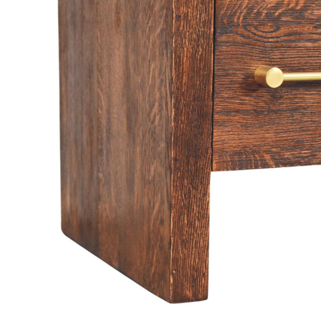 Smoked Oak and Mango Wood Curved Nightstand For Sale - Image 4 of 8