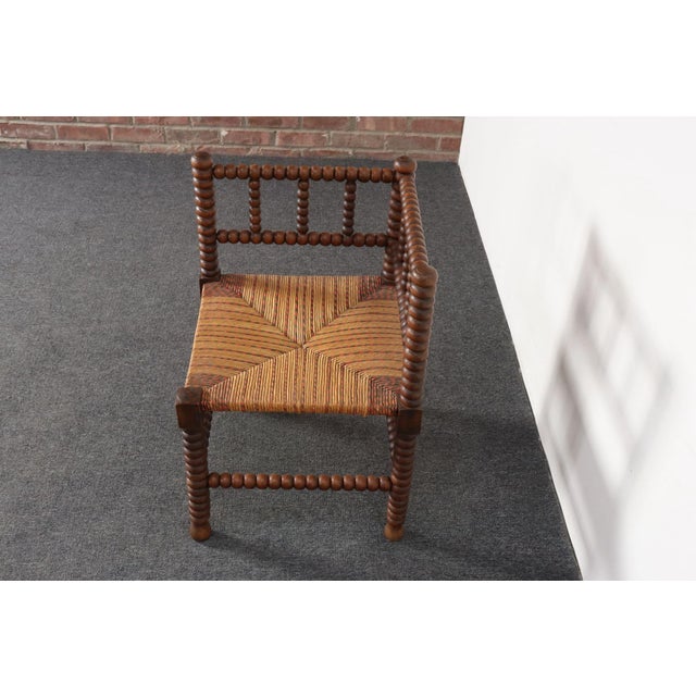 Late 19th Century Diminutive Antique French 19th Century Bobbin Corner Chair With Rush Seat For Sale - Image 5 of 18